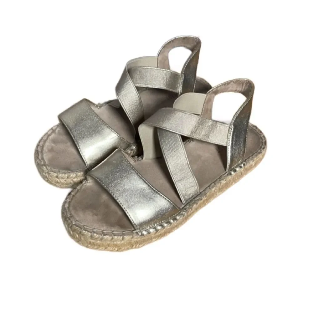 Nine West Gold “Boardwalk” Platform Espadrille Strappy Sandals (Size: 6)